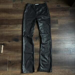 High Waisted Faux Leather Straight Leg Pants – Size 6